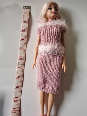 Barbie With Handmade Pink Knit Outfit
